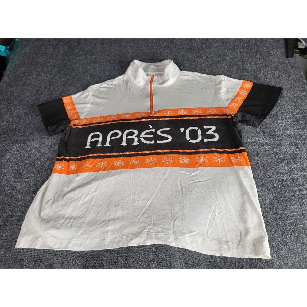 Alp N Rock Mens XL 1/4 Zip T-Shirt White Apres 03 Graphic‎ Short Sleeve Pullover